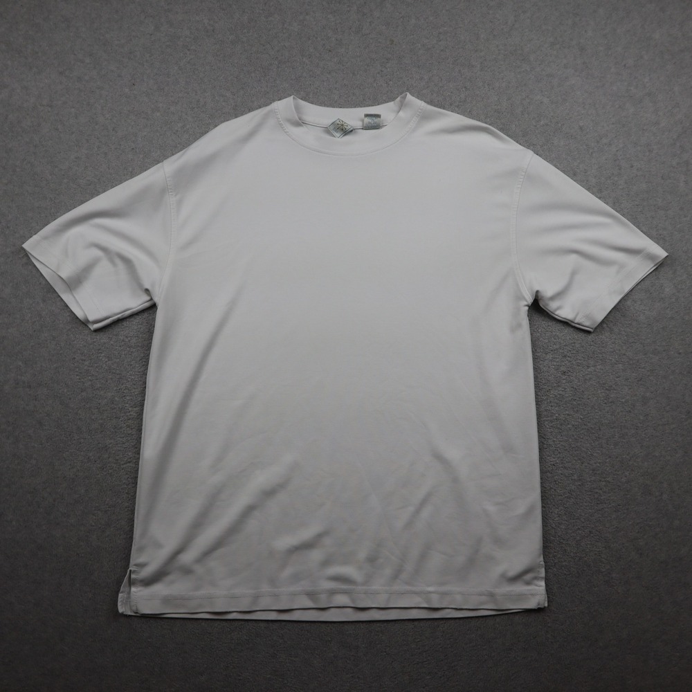 Burma Bibas T-Shirt Mens Medium White Short Sleeve Rayon Blend Casual Solid Tee